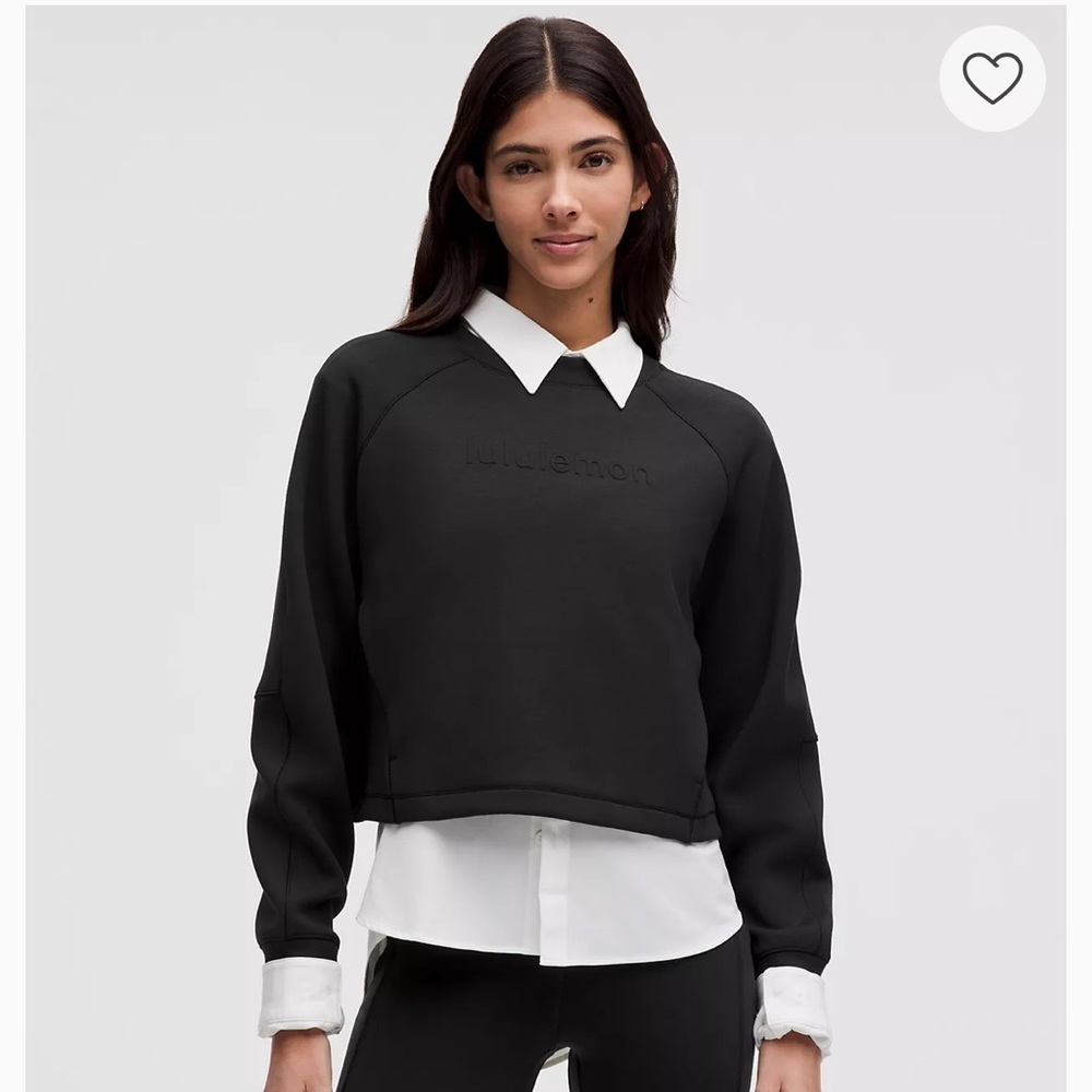 NWT LULULEMON Smooth Spacer Cropped Pullover Graphic Sweatshirt Black Size 2
